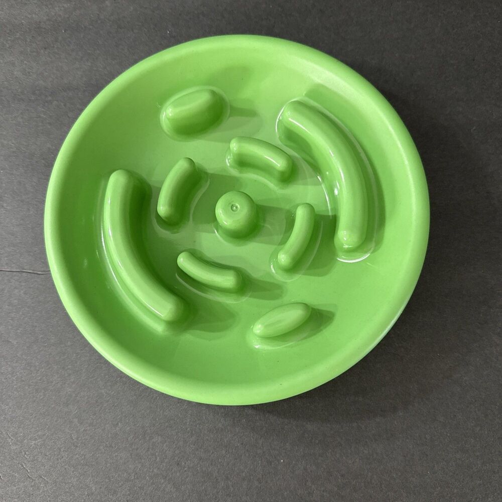 Slow Feeder Pet Dog Bowl Fun Green Anti-Gulping Slower Food Feeding Dishes Puppy